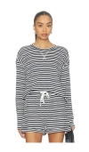 Bobi Drop Shoulder Pullover Top In Gray