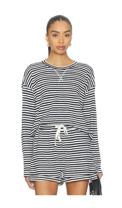 Bobi Drop Shoulder Pullover Top In Gray
