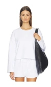 Bobi Drop Shoulder Pullover Top In White