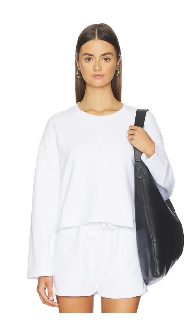 Bobi Drop Shoulder Pullover Top In White