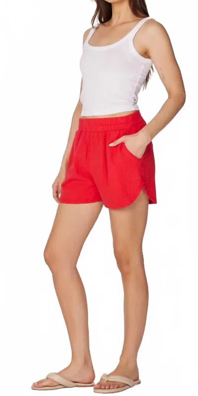 Bobi Elastic Waist Pocket Short In Barn Red