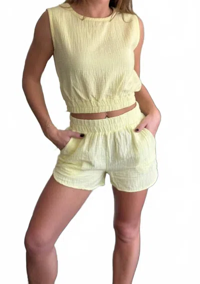 Bobi Elastic Waist Pocket Short In Sunlight In Yellow