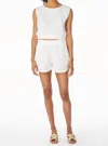 Bobi Elastic Waist Pocket Short In White In White