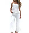 Bobi Eyelet Pant In White In White