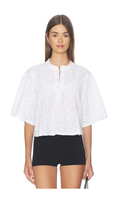 Bobi Faye Boho Henley In White