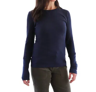 Bobi Fitted Long Sleeve Crewneck Top In Seaside