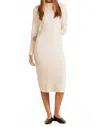 Bobi Fitted Long Sleeve Midi Dress In Beige In Neutral