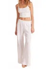Bobi Fold Over Waist Beach Pant In Cream In White