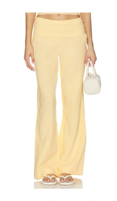 Bobi Fold Over Waist Beach Pant In Neutral
