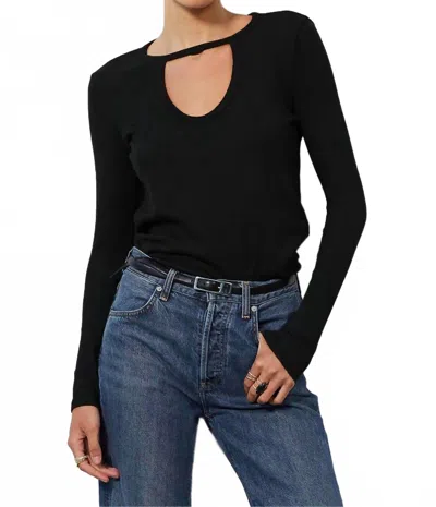 Bobi Front Keyhole Tee In Black