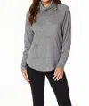 Bobi Funnel Neck Raglan W/ Pocket Sweater In Grey In Grey