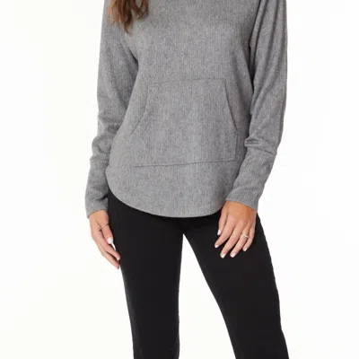 Bobi Funnel Neck Raglan With Pocket Sweater In Grey In Gray