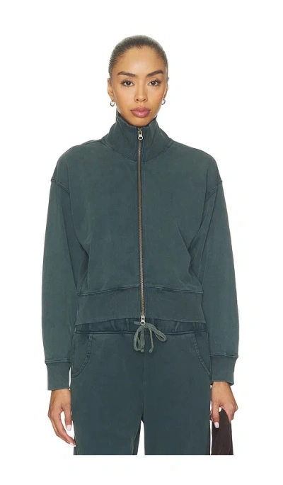 Bobi Funnel Neck Zip Up In Green