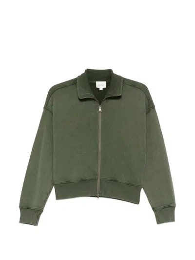 Bobi Funnel-neck Zip-up Sweatshirt In Green