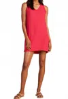 Bobi Gauze Tank Mini Dress In Ruby Pink In Red