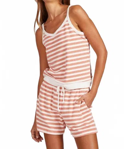 Bobi Gym Terry Short In Coral Stripe In Multi