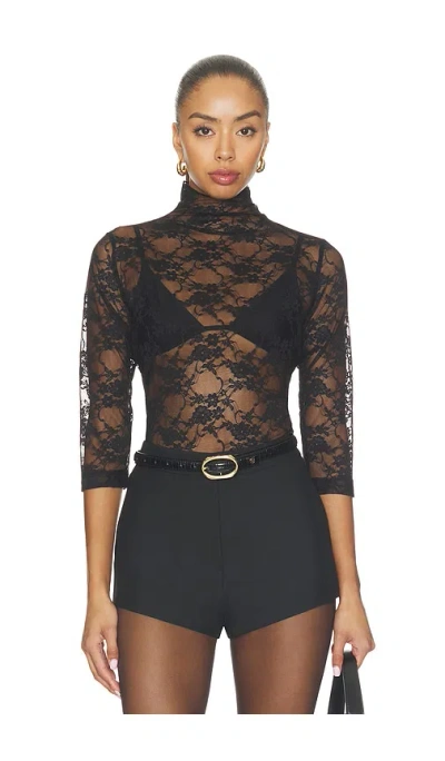 Bobi Half Sleeve Modern Mock Neck In Black