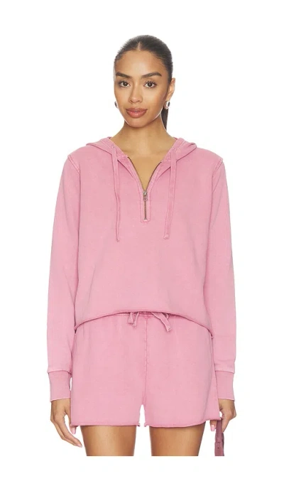 Bobi Half Zip Crop Hoodie In Pink