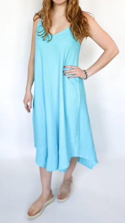 Bobi Hankerchief Maxi Dress In Bright Aqua In Multi