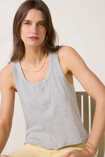 Bobi Jersey Henley Tank Top In Green