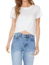 Bobi Knot Hem Crewneck Tee In White In White