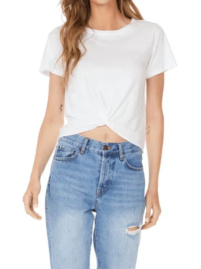 Bobi Knot Hem Crewneck Tee In White