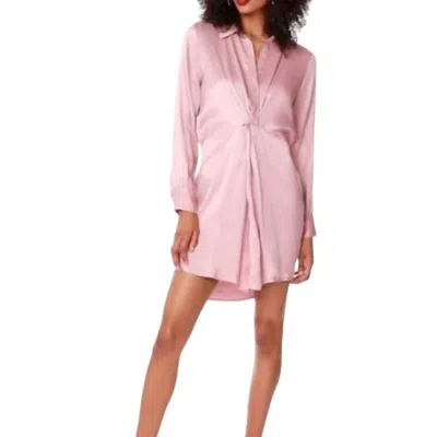 Bobi Knotted Shirt Dress In Quartz In Pink