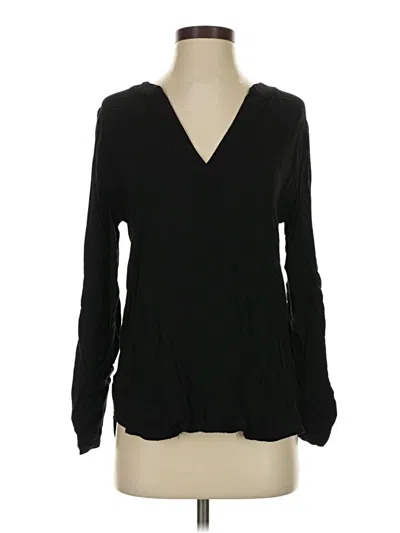 Pre-owned Bobi Long Sleeve Blouse In Black