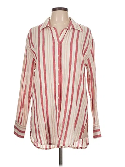 Pre-owned Bobi Long Sleeve Blouse In Red