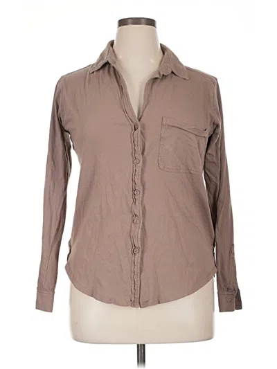 Pre-owned Bobi Long Sleeve Button Down Shirt In Brown