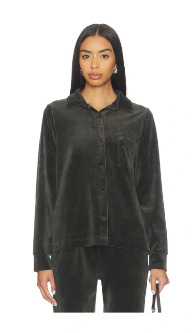 Bobi Long Sleeve Button Up Top In Black