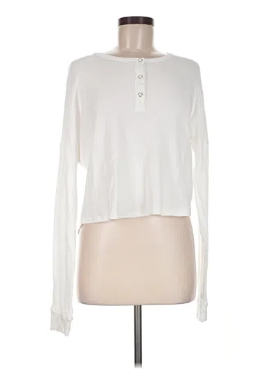 Pre-owned Bobi Long Sleeve Henley Shirt In Ivory