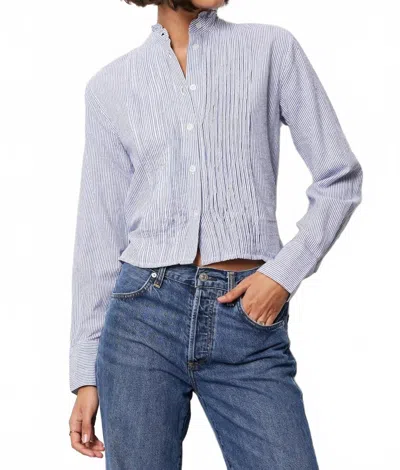 Bobi Long Sleeve Pintuck Shirt In Blue
