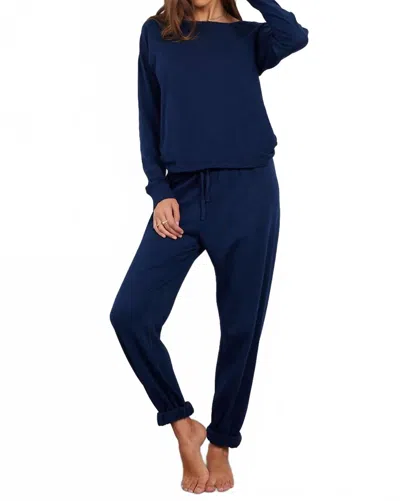 Bobi Long Sleeve Raglan Crewneck Tee In Cobalt In Blue