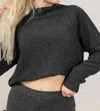 Bobi Long Sleeve Raglan Mockneck Top In Black In Black