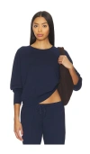 Bobi Long Sleeve Raglan Sweatshirt In Blue