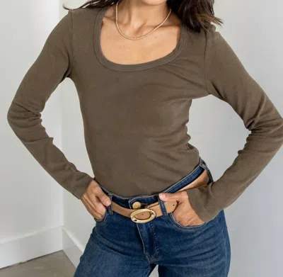 Bobi Long Sleeve Scoop Neck Tee In Troops In Multi