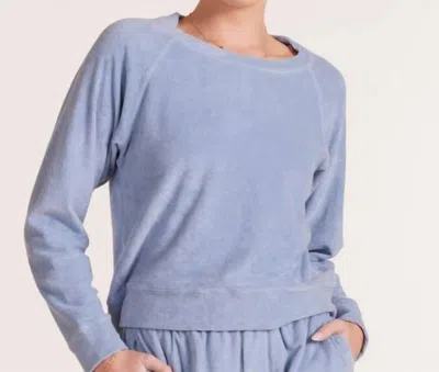 Bobi Long Sleeve Terry Raglan Top In Water In Blue