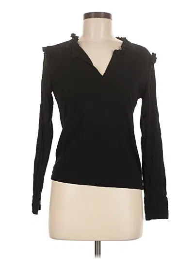 Pre-owned Bobi Long Sleeve Top Black Keyhole Neckline Tops