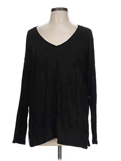 Pre-owned Bobi Long Sleeve Top Black V-neck Tops