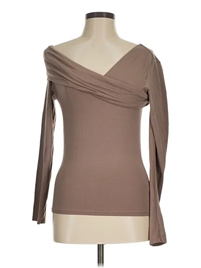 Pre-owned Bobi Long Sleeve Top Brown One Shoulder Neckline Tops