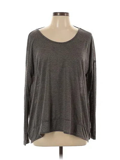 Pre-owned Bobi Long Sleeve Top Gray Scoop Neck Tops