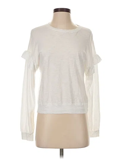 Pre-owned Bobi Long Sleeve Top Ivory Crew Neck Tops In White