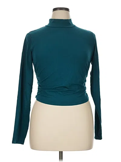 Pre-owned Bobi Long Sleeve Top Teal Turtleneck Tops