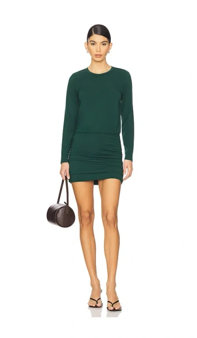 Bobi Longsleeve Dress In Dark Green
