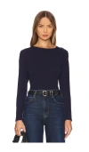 Bobi Cropped Elasticated Top In Dark Navy