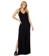 Bobi Los Angeles Cami Maxi Dress Women's Medium Black Side Slit V-neck Erk270 In Black