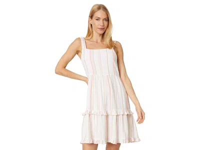 Bobi Los Angeles Square Neck Tiered Short Dress In Multi