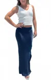 Bobi Maxi Skirt With Side Slit In Pacific Blue In Blue