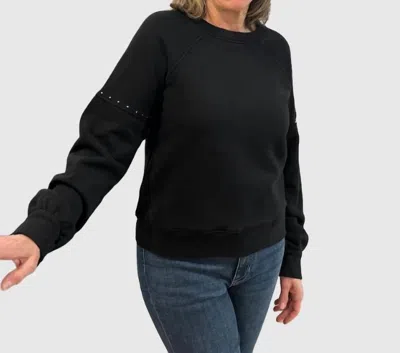 Bobi Micro Stud Raglan Pullover In Black In Multi